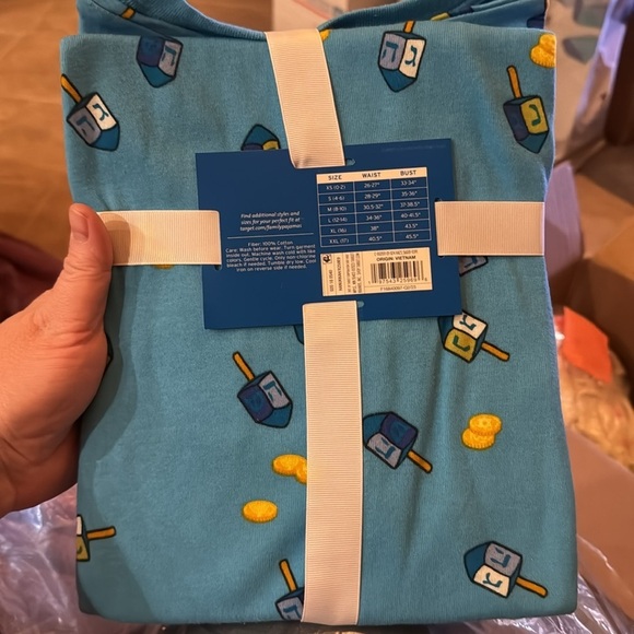 NIP Target Women’s Hanukkah Cotton Pajama Set Dreidel Print Blue Size Small - Picture 5 of 7